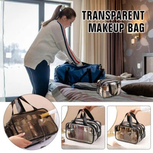 Clear Toiletry Bag PVC Cosmetic Makeup Zipper Travel Large Capacity Wash Bag - Picture 1 of 14