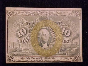 1863 10C Fractional Currency Redeemable for Stamps, FR-1244, 2nd Issue. - Picture 1 of 2