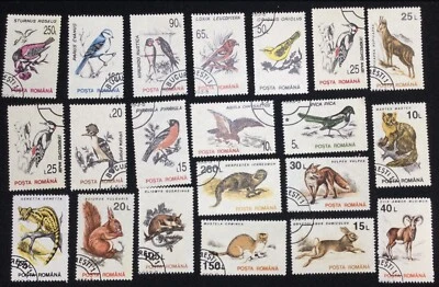 Rumanía - Aves y Animales Nativos Vida Silvestre Serie 20 Pc. Lote usado Foto 1 de 4