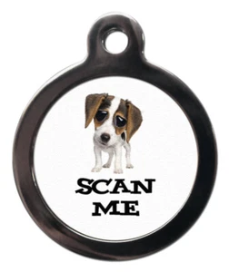 Pet ID Tag SCAN ME CARTOON JACK RUSSELL Bildschild 2 Größen - Bild 1 von 2