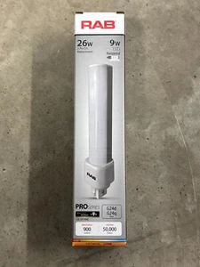 NEW IN BOX RAB PLC-9-H-827-BYP 9W 2700K LED LAMP 26W CFL REPLACEMENT G24d - Picture 1 of 11