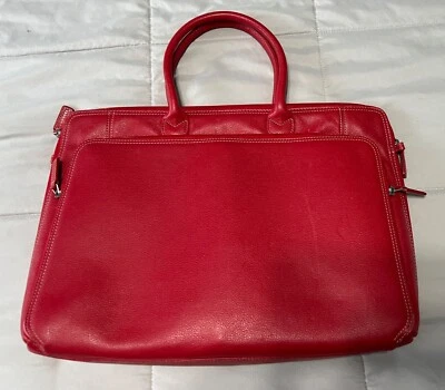 Levenger | Red Leather Laptop Bag Messenger Unisex Brief Case | EUC - Image 1 of 4