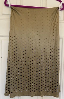 Nicole Farhi Skirt Gold studded 100% viscose lined A shape floaty stretch UK12 - Image 1 of 4