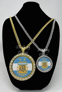 Argentina Custom Spinning Necklace Gold Silver Swag Chain World Cup 2022 Soccer - Picture 1 of 17
