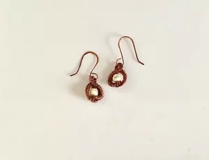 Dangle Earrings Hand Crafted Wire Wrapped Copper Howlite jewelry antiqued USA - Picture 1 of 5
