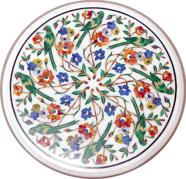 18" Marble Table top pietradura handmade inlay Work Home Decor furniture - Image 1 of 1