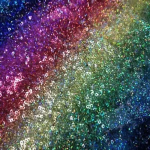 Sequin Fabric Rainbow Striped Mermaid Hologram Metallic Glitter Sewing Craft - Picture 1 of 3