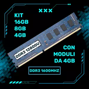 Memoria RAM KIT DDR3 4 Gb 8 Gb 16 Gb 1600MHz PC3-12800U PC fisso DESKTOP 240 pin - Bild 1 von 5