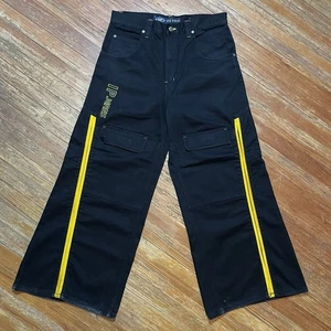 Vintage Y2K Ice Pole Jeans Size 34x30 Cargo Baggy Denim Skate Hip Hop Black 90s - Picture 1 of 19