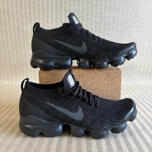 Nike Air Vapormax Flyknit 3 Scarpe Uomo 10 Triple Nero Maglia Sneakers AJ6900-004 - Foto 1 di 19