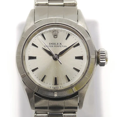Rolex Oyster Perpetual 6623 7 dígitos número 17 automático esfera plateada mujer Foto 1 de 4
