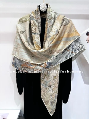 Sallys Quality Cashmere & Silk Jacquard Rainbow Print 2 Face Shawl Scarf 53" - Image 1 of 4