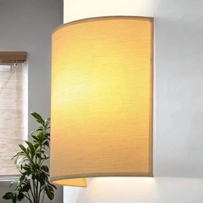 Lámpara De Pared De Tela Up Down Marrón E27 Interior Dormitorio Pasillo - Imagen 1 de 4