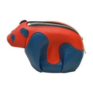 LOEWE ANIMALS Panda Coin Case 30JH75 Calfskin Blue Red w Original Box, Bag - Picture 1 of 12
