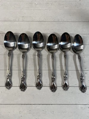 Vintage Rogers Precious Rose  Stainless  Flatware Korea 6 Tablespoons - Image 1 of 4