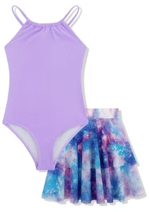 Girls Swimsuits One Piece Bathing Suit Size 8, 2 Piece Swimsuit with Skirt Pu... - Picture 1 of 6