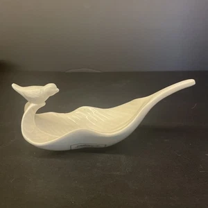 White Creative Co-op Bird On Leaf Ceramic Trinket Dish - Picture 1 of 15