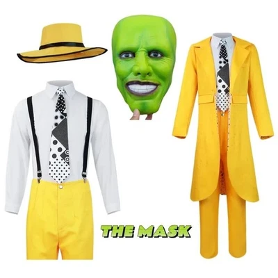 La Máscara Jimcarrey Cosplay Halloween Disfraz Conjunto Hombre Uniforme Traje Amarillo Foto 1 de 4