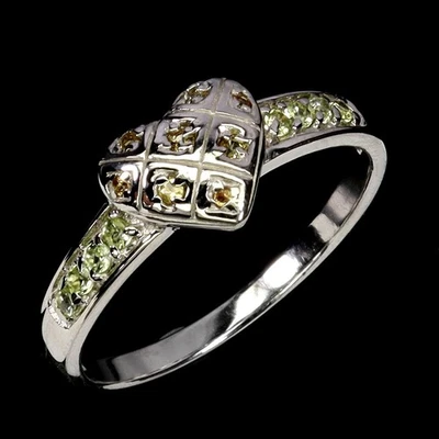 925 Sterling Silver Ring Sapphire Round Diamond Cut Peridot Gemstone Jewelry 8 - Image 1 of 4