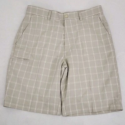 New With Tags Grand Slam Performance Men's Beige Plaid Golf Shorts Size 32 - Image 1 of 4