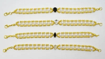 Gold Metall Perlen & Kunst Perlen-Armband,Fußkettchen,Hals-Kette 16 cm-45 cm Neu - Bild 1 von 2