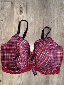 Adore Me Bra Size 40 G Tartan Plaid Lace Trim Underwire Lightly Padded New NWT - Picture 1 of 5