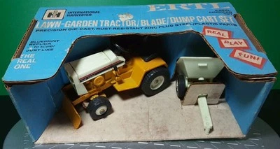 Vintage Ertl IH Lawn/Garden Tractor w/Blade/Dump Cart - Stock No. 474 - NOS - Image 1 of 4