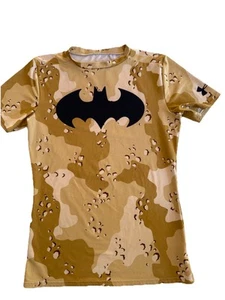 Under Armour Shirt Youth L HeatGear Batman Shirt DesertCamo Compression DCComics - Picture 1 of 9