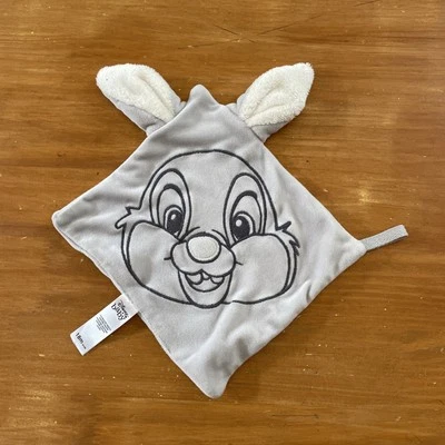 Doudou Plat Lapin Pan Pan Panpan Gris Blanc Oreilles Fourrure DISNEY BABY - Photo 1/3