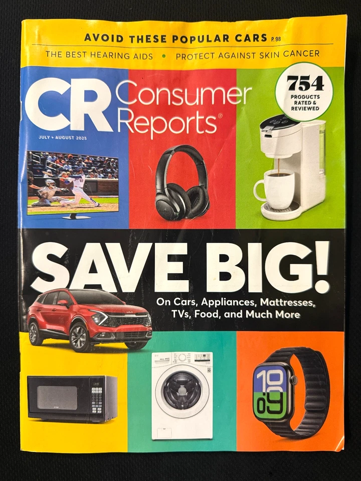 July/August 2025 Consumer Reports Magazine; HEARING AIDS / SKIN CANCER / CARS - Imagem 1 de 1