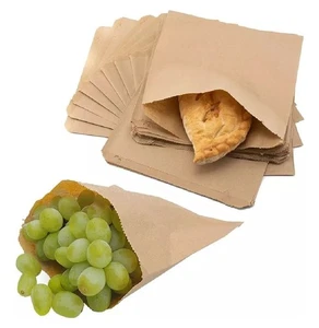 Brown Unstrung Kraft Ribbed Food Paper Bags for Food Shops 90mm x 160mm x 190mm - Picture 1 of 1
