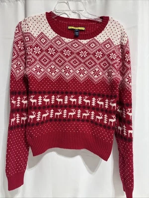 Prince & Fox Rustic Christmas Sweater Medium Holiday Reindeer Christmas Tree’s - Image 1 of 4