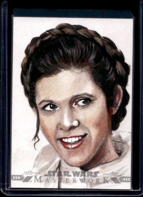 2022 Topps Star Wars Masterwork Semra Bulut Sketch Card Princess Leia Auto #1/1 - Image 1 of 2