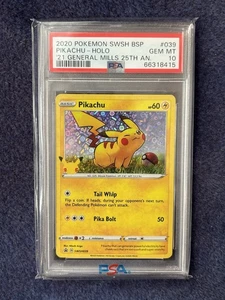2020 Pokemon Pikachu Holo General Mills Black Star Promo SWSH039 PSA 10 Gem Mint - Picture 1 of 2