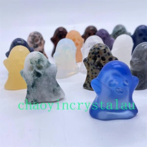 Natural Quartz Crystal Carved Ghost Reiki Crystal Skull Decor Halloween gift 1pc - Imagen 1 de 12