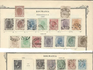 1885-1899 ROMANIA STAMP LOT ON PARTIAL ALBUM PAGES, VINTAGE COLLECTION - Picture 1 of 5