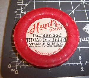 Milk Bottle Cap from Hunts Dairy, Skowhegan Maine, Vitamin D milk - Picture 1 of 1