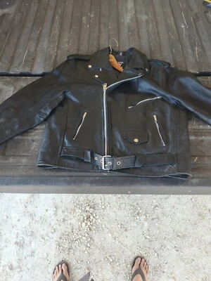 Chaqueta de moto de cuero grueso de cuero ALLSTATE para hombre talla 46 Foto 1 de 4