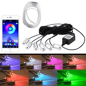 6in1 8M RGB LED Car Interior Fiber Optic Neon EL Wire Strip Light Atmosphere APP - Picture 1 of 5