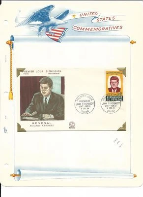 Colección Senegal, John F. Kennedy en 3 páginas de as blanco, como nuevo NH y FDC Foto 1 de 3