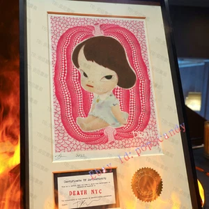 Yoshitomo Nara Death DNYC Pink Wall Painting Art Decorations Alloy Frame 45*32cm - Picture 1 of 7
