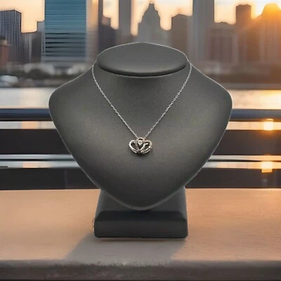 Kays 10K Two-Tone Gold 1/4 CT Diamond Open Heart Laced 18" Necklace Pendant Halo - Image 1 of 4