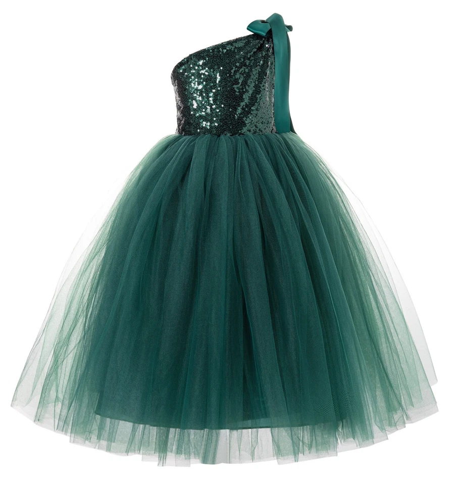 One-Shoulder Sequins Tutu Flower Girl Dresses Pageant Dress Tutu Dress Communion - Image 1 of 1