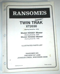 Ransomes  Bob-Cat XT2030 Riding Commercial Mower Parts Manual Catalog Book 12-90 - Picture 1 of 4