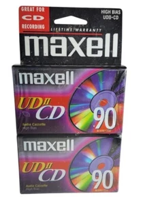 Maxell UDII Cd 90 MIN/135M Cintas de Cassette de Alto Sesgo en Blanco Paquete de 2 NUEVO SELLADO - Imagen 1 de 2