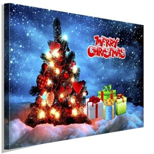 Weihnachtsbaum Merry Christmas Leinwandbild AK ART Wandbild Made in Germany - Bild 1 von 5