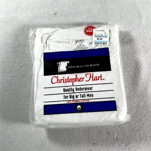 Vintage Christopher Hart Tee Shirt 1X Extra Large White 2 P Pack V Neck NOS New - Picture 1 of 9