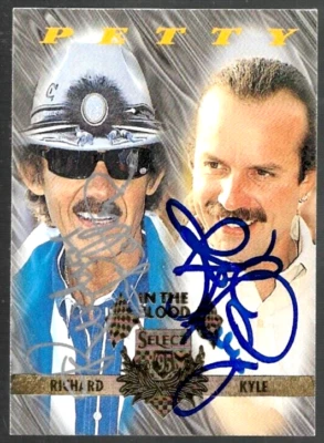 Richard Petty/ Kyle Petty Co-Signed 1995 SELECT Card #109 NASCAR FATHER SON - 1 - Image 1 of 3