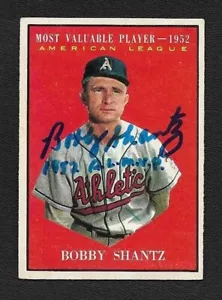 Bobby Shantz Signed Autograph 1961 Topps Athletics Card #473 - COA - 1952 AL MVP - Picture 1 of 2