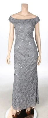 Alex вечера серый блестками кружева с плеча официальный вечернее платье MOB размер 10 - Изображение 1 из 3